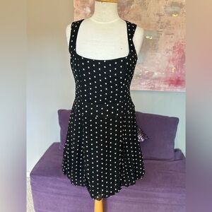INC Sleeveless Mid‎ Length Sleeveless Black and White Silk Polka dot Dress 8P